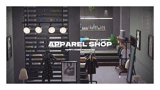 【あつ森】ハピパラの施設をつくる！モード系プチプラファッションブランド｜アパレルショップ編｜Apparel Shop｜シック｜モダン｜クール [upl. by Islean394]