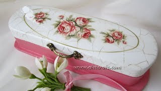 Decoupage Jewelry Box Craquelure Tutorial for beginners [upl. by Asha]