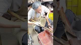 Bamboo table leg heat bending process [upl. by Airdnekal362]