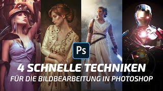 4 effektive Photoshop Techniken für Fotografen  Bildbearbeitung  Fantasy Grundlagen [upl. by Nunnery]