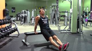 Bench Dips with Heels on Floor  HASfit Triceps Exercise Demonstration  Tricep Exercises [upl. by Harlow]