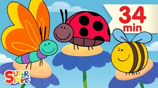 Butterfly Ladybug Bumblebee   More Kids Songs  Super Simple Songs [upl. by Ynnelg]