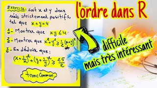 exercice corrigé  lordre dans R  difficile et très intéressant  tronc commun scientifique [upl. by Eldwon]