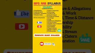 IBPS RRB Syllabus  IBPS Maths Syllabus  Quant Syllabus ibpssyllabus ibpsrrb bankingexams [upl. by Nitreb]