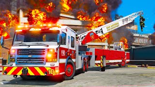 Biggest Tiller Ladder Fire Truck in GTA 5 [upl. by Hsevahb]