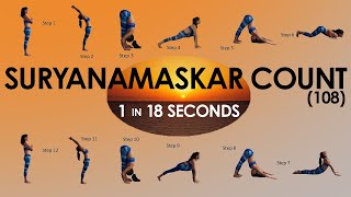 108 Suryanamaskar ll 1 Surya Namaskar in 18 Seconds ll Suryanamaskar Count  Cardio  Weightloss [upl. by Petracca806]