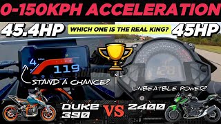 2024 KTM Duke 390 🆚️ Kawasaki Z400  0150kph Acceleration  Top Speed Attempt 🔥 [upl. by Orgell]