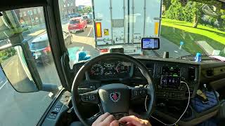 ASMR 🇩🇪 POV Truck Driving 2023 Scania  Germany City Drive 4k New Gopro [upl. by Ahsirak]