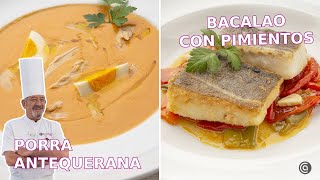 PORRA ANTEQUERANA y BACALAO con pimientos  Recetas tradicionales de la mano de Arguiñano [upl. by Arualana449]