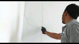 Como Reparar Fisuras grietas fácil y definitivo Tutorial How to Repair wall DIY Suscribete👷‍♂️ [upl. by Anihpled]