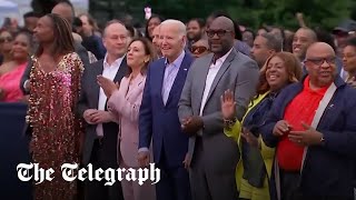 Biden appears to freeze during Juneteenth celebrations at the White House [upl. by Willamina824]