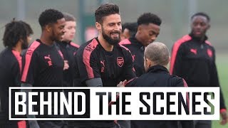 BEHIND THE SCENES  Arsenal train ahead of BATE Borisov [upl. by Einttirb]