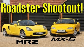 Mazda MX5 Mk2 vs Toyota MR2 Mk3  Sports Car Shootout NB vs W30 [upl. by Calandria]