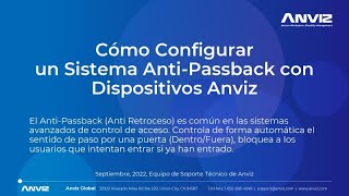 Pública Curso 62 Cómo Configurar un Sistema AntiPassback con Dispositivos Anviz [upl. by Wiltsey466]