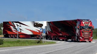 Power Truck Show 2024 Finland Part 1 with Scania V8 amp Volvo open pipes sound  custom semi Trucks [upl. by Quintessa]