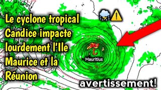 Le cyclone tropical Candice approche de lîle Mauricealerte pour lîle Maurice et la Réunion [upl. by Zzabahs356]