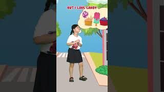 Bé học tiếng anh qua phim hoạt hình không ăn nhiều kẹo I want to lose weight cartoonVideo for baby [upl. by Annavoig980]