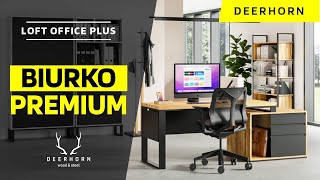 Biurko Loft Office Plus Deerhorn 🔥 Biurko gabinetowe z drewnianym blatem industrialne [upl. by Maisey]