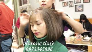 mẫu tóc ngang vai hàn quốc uốn cụp đẹpphong cách trẻ trung năm 2018salon tóc phương thuỳ [upl. by Ahsatam]