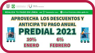 estos son los DESCUENTOS en el PAGO anual del PREDIAL 2021 en la CDMX [upl. by Toft298]