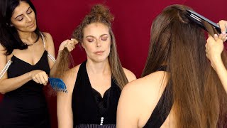 ASMR Straightening Corrina Hair amp Courtney ⚡ Extra Tingles [upl. by Atnahsa169]