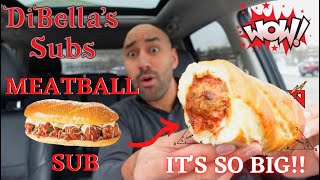 This Sub is HUGE  DiBellas Subs Meatball Sub Review [upl. by Alleunamme]