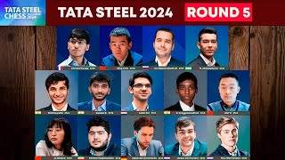 🔴 Round 5  Tata Steel Chess 2024  Ding Nepom Firouzja Giri Pragg Gukesh Abdusattorov Wei Yi [upl. by Sterling]