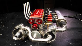 Twin Supercharged 4 Cylinder Nitro RC Engine [upl. by Rayle]