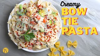 Creamy Bow Tie Pasta Easy Recipe  Quick White Sauce Pasta Recipe Veggie Pasta [upl. by Alanah]