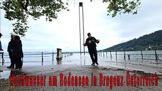 Hochwasser Seepromenade Bregenz Promenad Corniche Bodensee in Österreich [upl. by Larine]