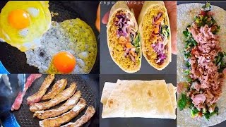 5 Tasty Wrap Recipes Chickpea Tuna Steak Eggs amp Bacon and Chicken  Step by Step [upl. by Nareht]