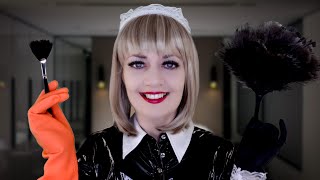 ASMR Maid Cleans You  INTENSELY Tingly PVC Outfit  DoubleGloving Rubber over Vinyl  Brushing [upl. by Mamie]