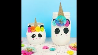 Pandacorn Unicorn Mason Jar Craft [upl. by Ibok]