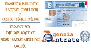 RICHIESTA DUPLICATO TESSERA SANITARIA E CODICE FISCALE  HEALTH CARD AND TAX CODE DUPLICATE ONLINE [upl. by Felder711]