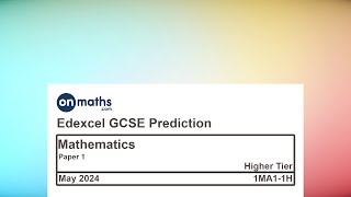 May 2024 Predicted Maths GCSE Paper 1 Edexcel Foundation Paper 1 Non Calculator Exam 1MA11F [upl. by Hintze332]