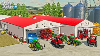 NEW 80X200 MACHINE SHED ON GIANT AMERICAN FARM EXPANDING THE FARM  FS22 [upl. by Aleck236]