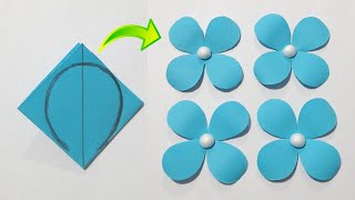 Easy Paper Flower Making Idea  How To Make Paper Flower  4 Petal Paper Flower Making Craft [upl. by Yenoh]