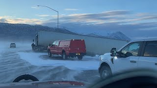 DRIVING THRU SNOW WINDSTORM ON THE HIGHWAY  STUCK VEHICLES WHITEOUT POWER OUTAGE  ALASKA [upl. by Rednave375]