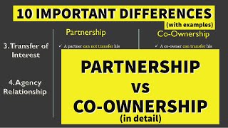 Difference between Partnership and Co ownership  Partnership vs Co ownership [upl. by Dorn]