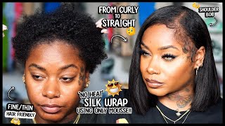 NO HEAT SUMMER I Got You… Silk Wrap On Natural Hair Using Mousse  Short Bob For FineThin Hair [upl. by Harrow]