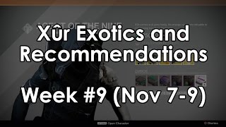 Destiny Xur Location and Exotic ArmorWeapon Recommendations for Week 9 Nov 79 [upl. by Howlyn785]