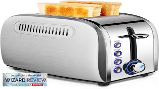 Toaster 2 Slices Stainless Steel JEWJIO Retro Toaster with 15quot Extra Wide Review [upl. by Chatwin254]