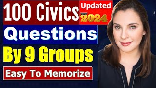 100 CIVICS QUESTIONS 2024 BY 9 GROUPS and FULL ANSWERS for US Citizenship Test [upl. by Urbain]