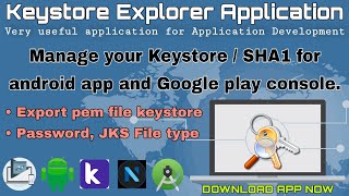 Download keystore explorer app and manage SHA1 key Export pemfile make new keystore set Password [upl. by Guise523]