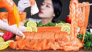 ASMR MUKBANG  통연어 내맘대로 썰어먹기 ★ 연어국수 연어초밥 연어회 먹방 WHOLE RAW SALMON 🐟 SALMON NOODLES SUSHI SASHIMI [upl. by Clifton]