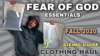 FEAR OF GOD ESSENTIALS CLOTHING HAUL FALLWINTER 2020 REVIEW amp SIZING [upl. by Michell637]