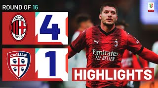 MILANCAGLIARI 41  HIGHLIGHTS  Milan cruise to next round  Coppa Italia Frecciarossa 202324 [upl. by Rafa]