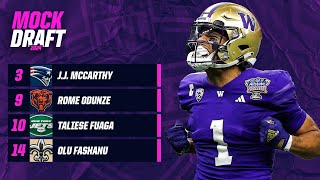 2024 NFL Mock Draft 20 Patriots take JJ McCarthy over Drake Maye  CBS Sports [upl. by Hpesoy]