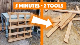 How to take a wooden pallet apart in 5 MINS EASY  Just TWO tools [upl. by Eatnad]