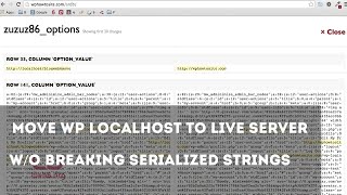 WordPress Move Localhost to Server without Breaking Serialized Strings [upl. by Hayman675]